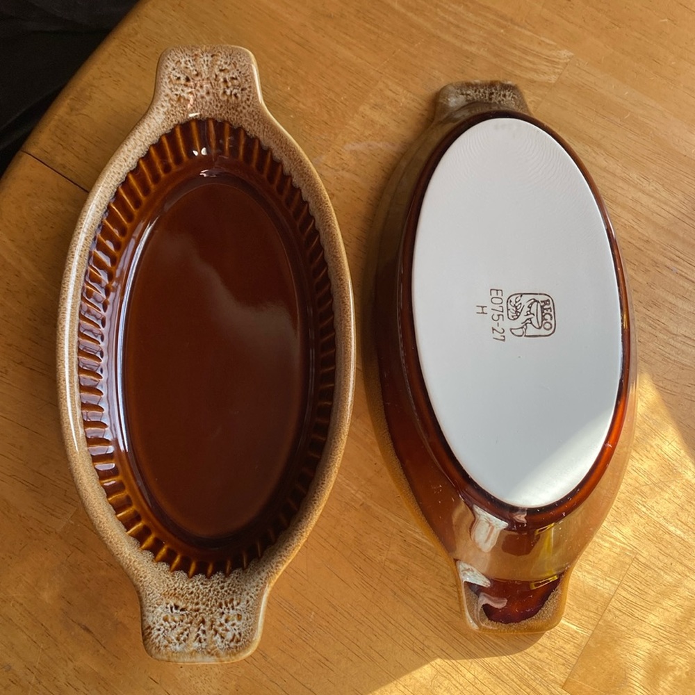 Vintage Set of Two REGO E075-27H Pfaltzgraff Brown Drip 10,5” Dishes in great co